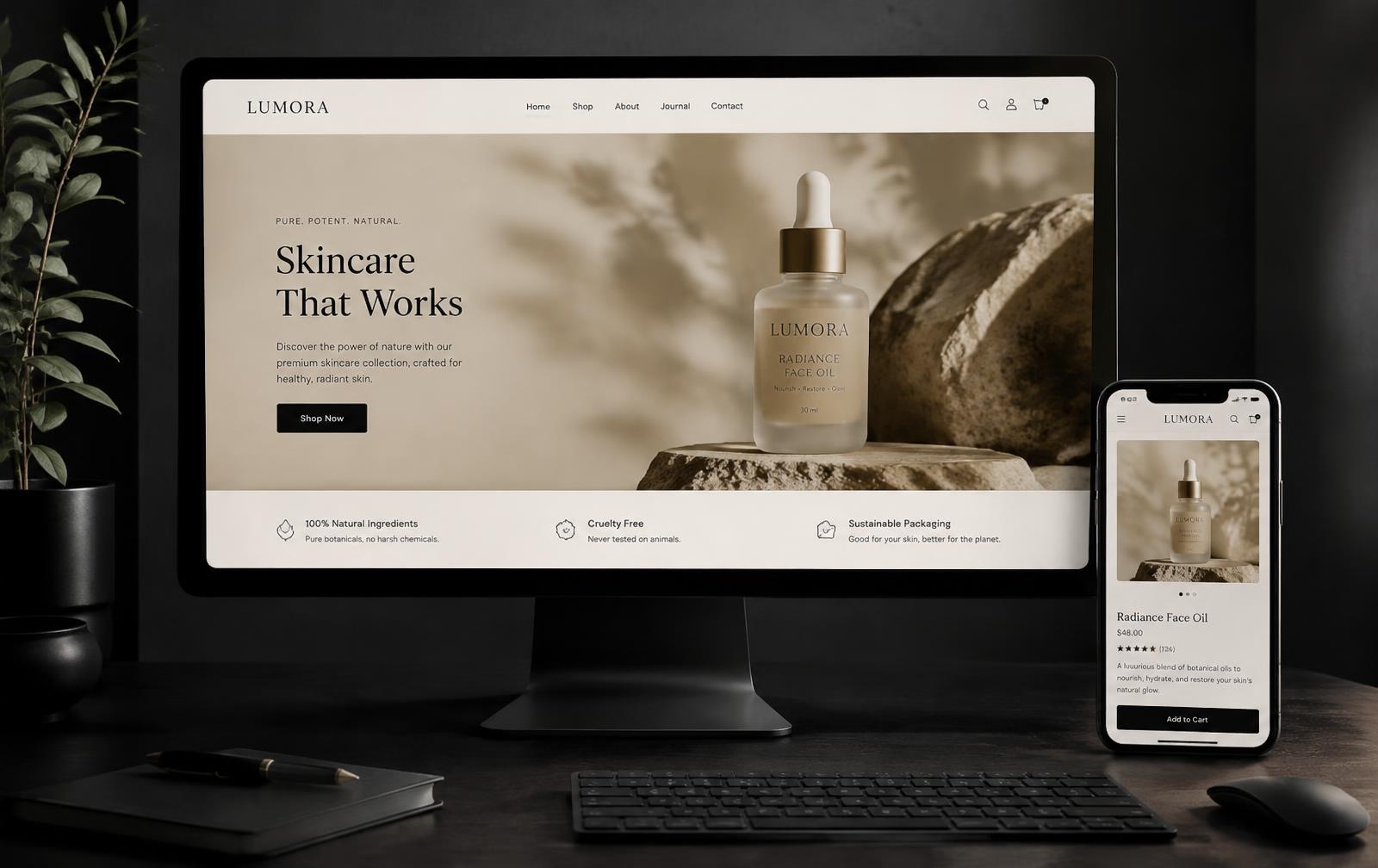 Lumora Properties website shown on desktop and mobile